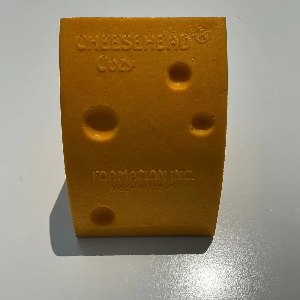 Cheesehead Cozy Foam Drink Insulator Wedge Green Bay Foamation Inc Made in USA